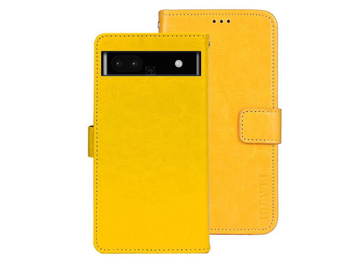 Idewei For Google Pixel 7A Anti-Drop Cell Phone Cover Stand Wallet Protective Pu Leather Phone Caseyellow