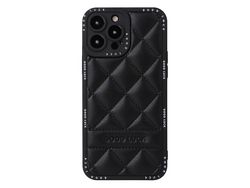 For Iphone 14 Pro Pu Leather Pc Tpu Phone Cover Full Body Protection Rhombic Grid Texture Phone Caseblack