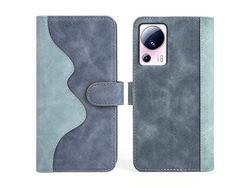 For Xiaomi 13 Lite / Civi 2 5G Dual Color Splicing Shockproof Cover Leather Wallet Stand Phone Caseblue