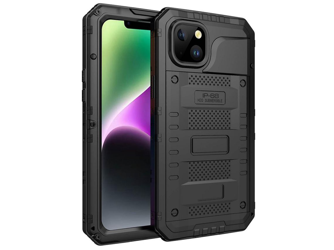 For Iphone 14 Ip68 Waterproof Sealed Cover Metal Silicone Underwater Phone Full Protection Caseblack