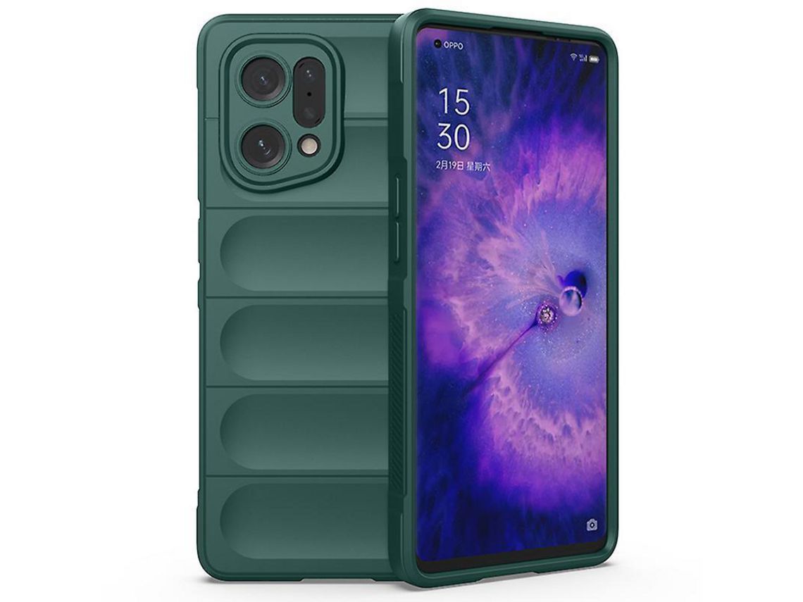 For Oppo Find X5 Shockproof Flexible Soft Tpu Anti-Slip Edge Cell Phone Protector Rugged Back Casegreen