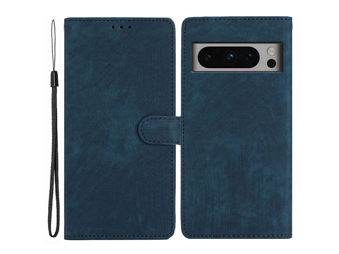 For Google Pixel 8 Pro Anti-Fingerprint Pu Leather Wallet Cover Skin-Touch Stand Cell Phone Caseblue