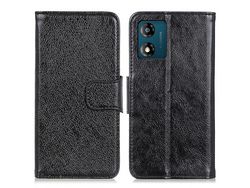 For Motorola Moto E13 4G Phone Stand Cover Nappa Texture Split Leather Wallet Cell Phone Caseblack