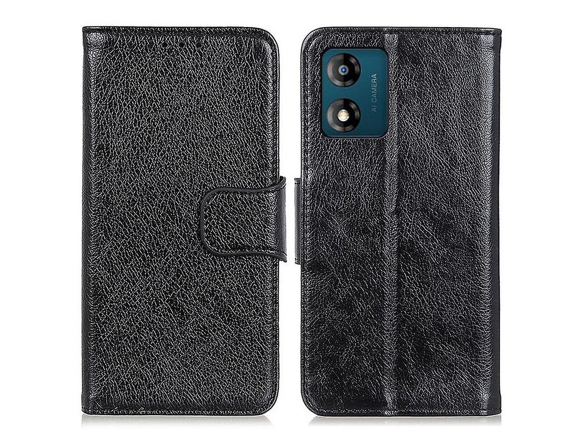 For Motorola Moto E13 4G Phone Stand Cover Nappa Texture Split Leather Wallet Cell Phone Caseblack