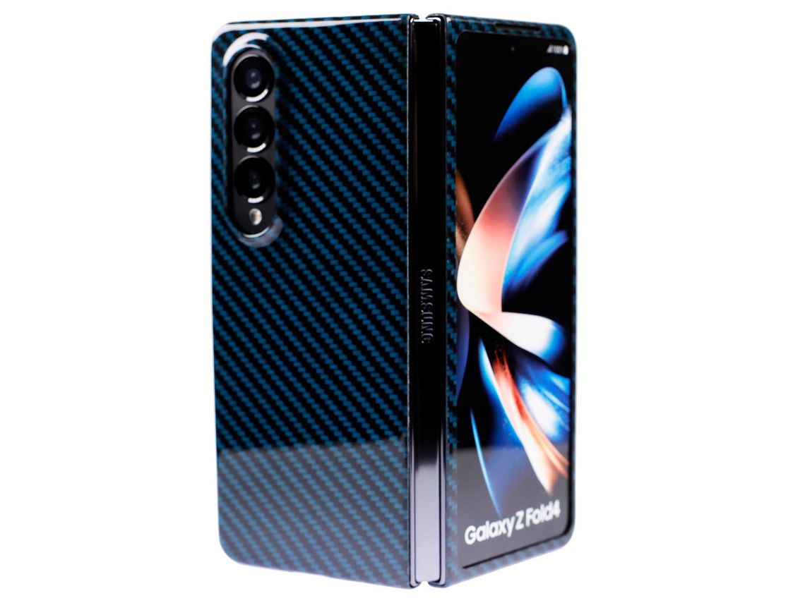 Aramid Fiber Cover For Samsung Galaxy Z Fold4 5G Glossy Carbon Fiber Texture Cell Phone Case