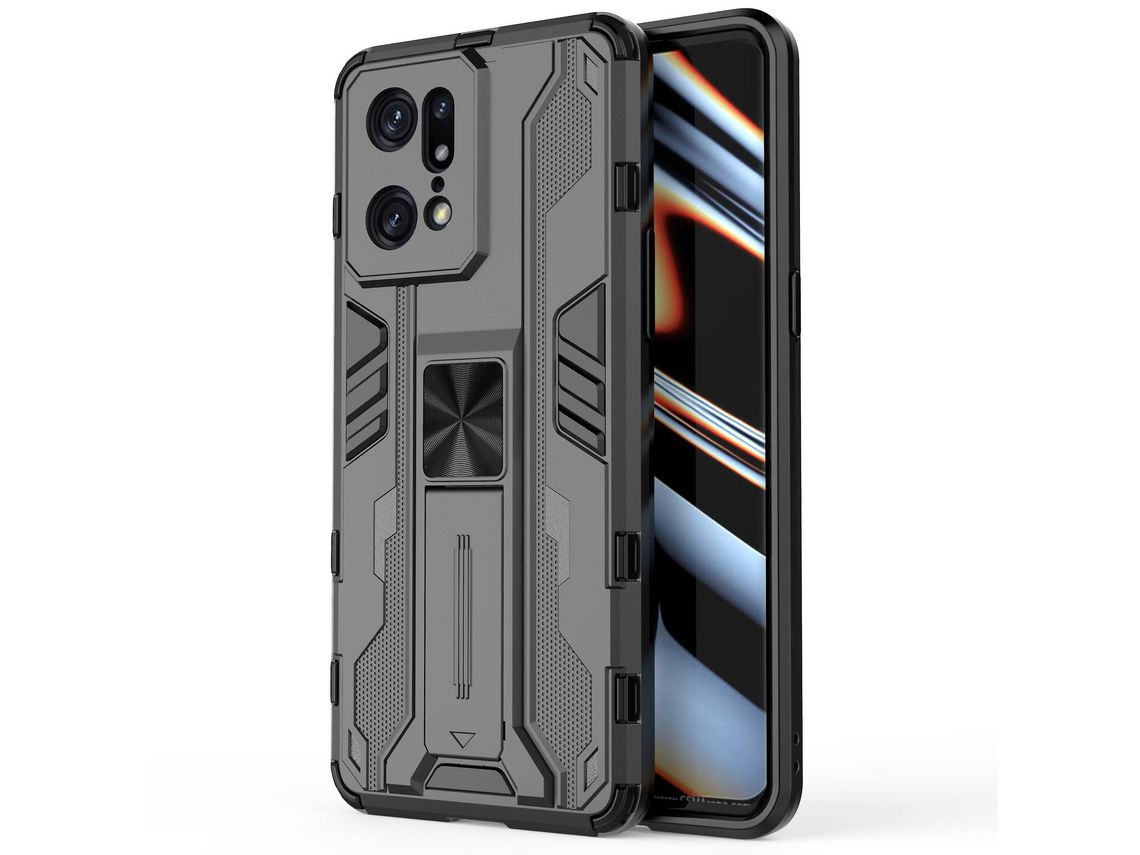 For Oppo Find X5 Pro Drop Shockproof Hard Pc Soft Tpu Cover Slim Fit Kickstand Phone Caseblack
