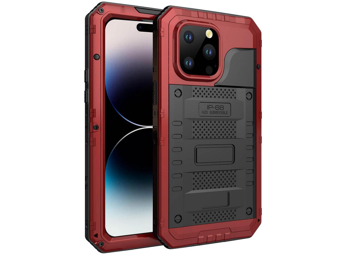 For Iphone 14 Pro Ip68 Waterproof Drop-Proof Cover Metal Silicone Shockproof Phone Sealed Casered