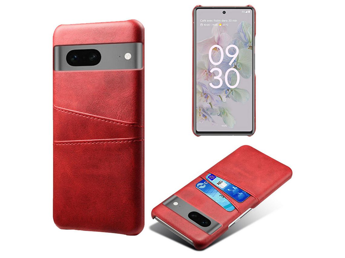 For Google Pixel 7A Mobile Phone Cover Card Holder Plastic Pu Leather Anti-Fall Phone Casered