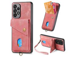 For Samsung Galaxy A53 5G Kickstand Phone Cover Card Holder Pu Leatherpctpu Caserose Pink