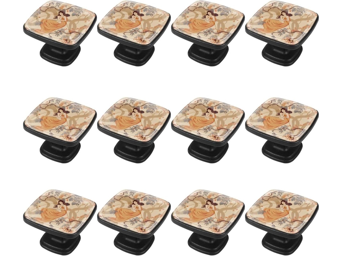 Puxadores Quadrados Para Armários De Cozinha, Puxadores Para Armários E Gavetas, 12 Peças, Estilo Chinês Com Folhas De