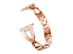 Bracelete de Metal 20Mm Decoração de Strass em Forma de X para Amazfit Gts Ouro Rosa
