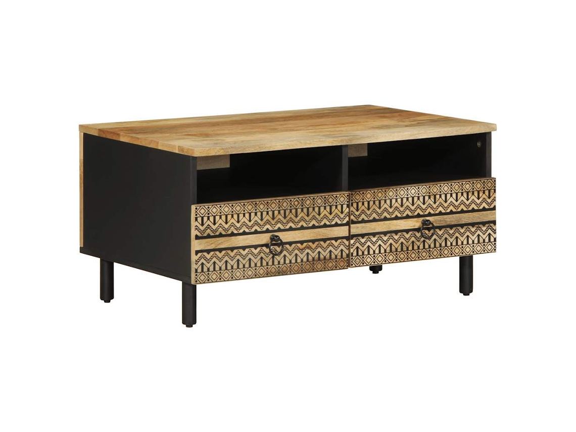 Mesa de centro VIDAXL Preto Madeira de mangueira (80x54x40 cm)
