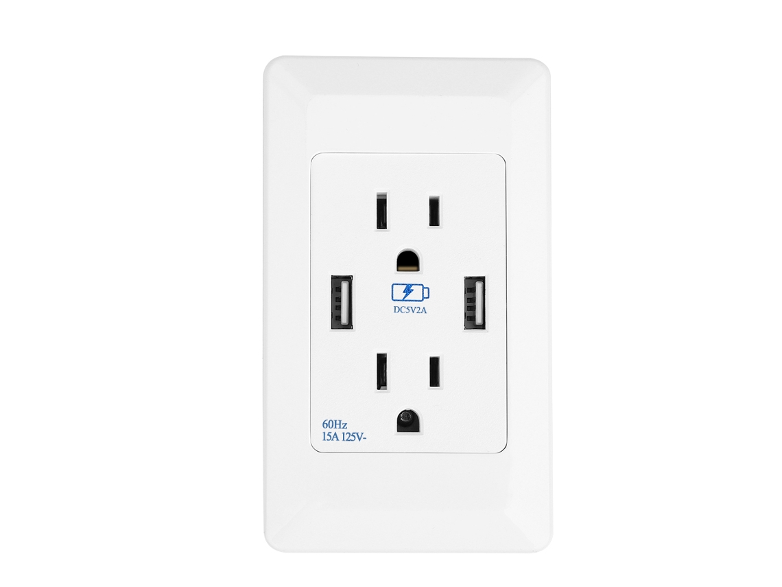 Soquete Usb Padrão Americano 15a (com Saída Usb Dupla, Em Especificações Padrão Americanas)