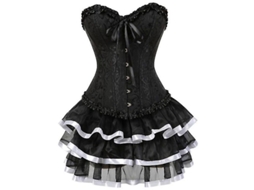 Corset Feminino de Poliéster e Spandex com Bordado e Ossos Plásticos, Estilo Cotidiano, Padrão Impresso Branco
