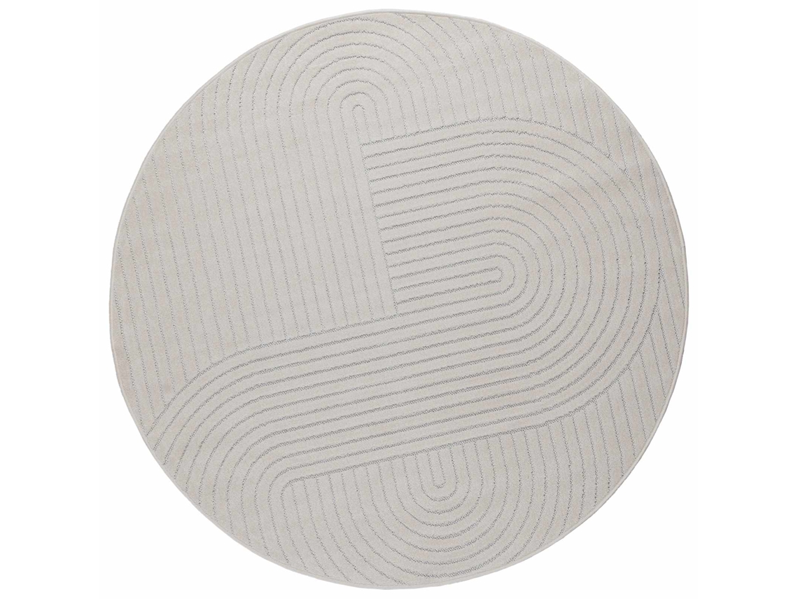 Conjunto 1 Tapete Moderno Vidaxl Creme Poliéster (ø 160 Cm)