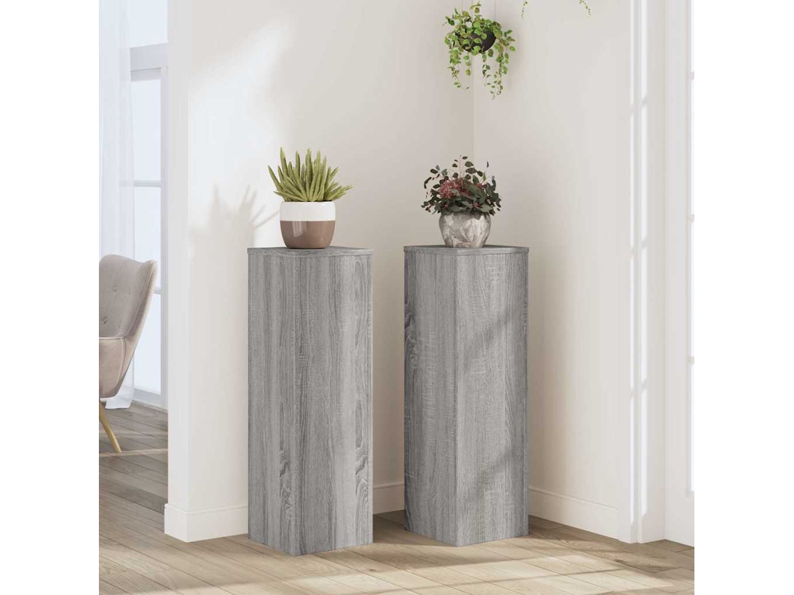 Vidaxl Suportes P/ Plantas 2 Pcs 25x25x80 Cm Derivados De Madeira