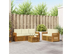 Vidaxl Conjunto De Sofás Para Exterior 6 Unid. Natural E Creme