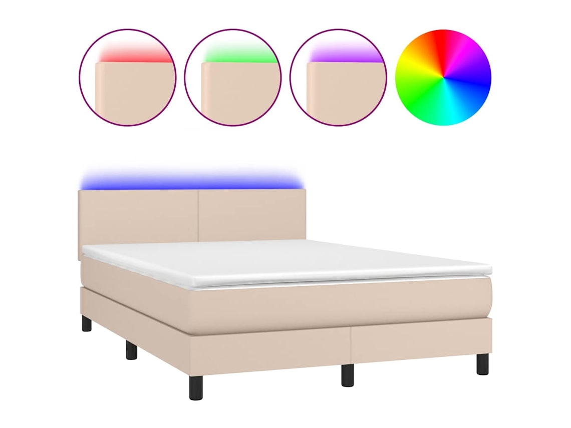 Box Spring Bed, Box Spring Beds Vidaxl Marrom Couro Artificial (140 X 190 Cm)