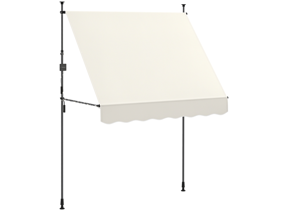 Toldo Manual Retráctil 2x1,2 M Exterior Enrolável Altura Ajustável Com Manivela 210-310 Cm Proteção Uv30+ Sem Perfuração Para Jardim Varanda Pátio