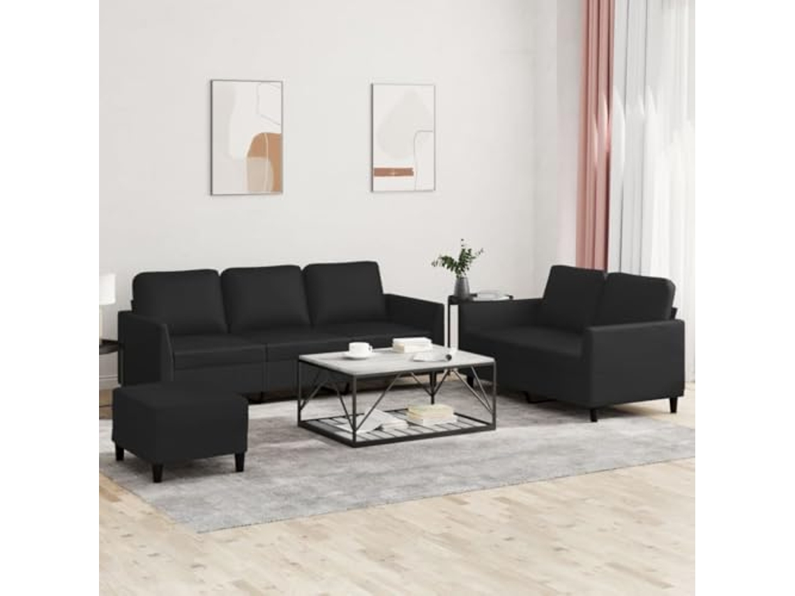 Sofa Set, Sofa Sets Vidaxl Preto Couro Artificial (n/a)