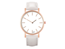 Reloj De Pulsera De Cuero Pu Moda Diseño Simple Cristal De Quartzo Blanco