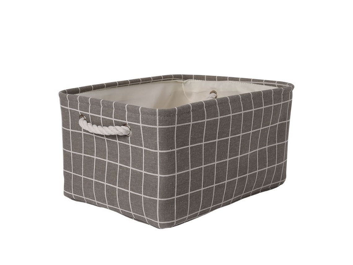 Cesto de tecido dobrável, 3 peças, com alças, 13.8x9.8x6.7 polegadas, cinza