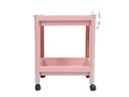 Prateleira de Banheiro 2 Camadas com Rodas Rosa