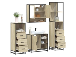 Vidaxl 4 Pcs Conj. Móveis Casa Banho Derivados Madeira Carvalho Sonoma
