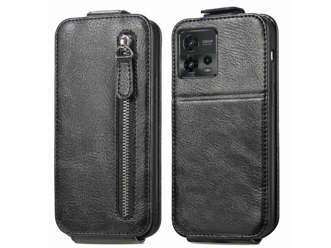 Capa para Motorola Moto G72 4g Zipper Pocket Pu