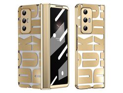 Capa para Xiaomi Mi Mix Fold Electroplating Phone Case Hard Pc Phone Cover With Tempered Glass FilmGold