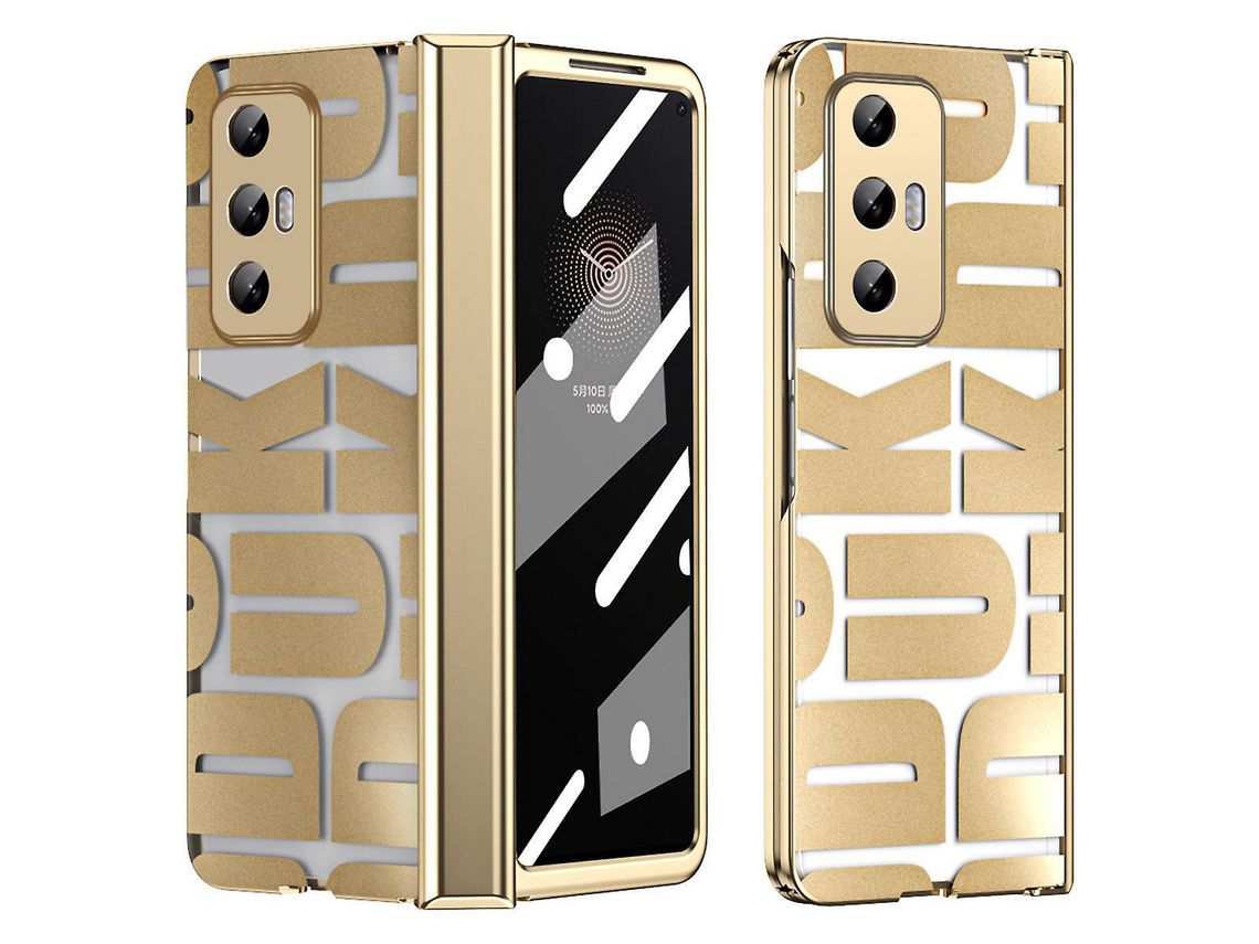 Capa para Xiaomi Mi Mix Fold Electroplating Phone Case Hard Pc Phone Cover With Tempered Glass FilmGold