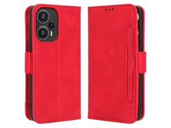 Capa para Xiaomi Redmi Note 12 Turbo Leather Wallet Phone Case Multiple Card Slots Stand Phone CoverRed