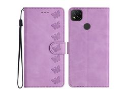 Capa para Xiaomi Redmi 10a Imprinted Butterfly Phone Case Leather Wallet Flip Stand Phone CoverPurple