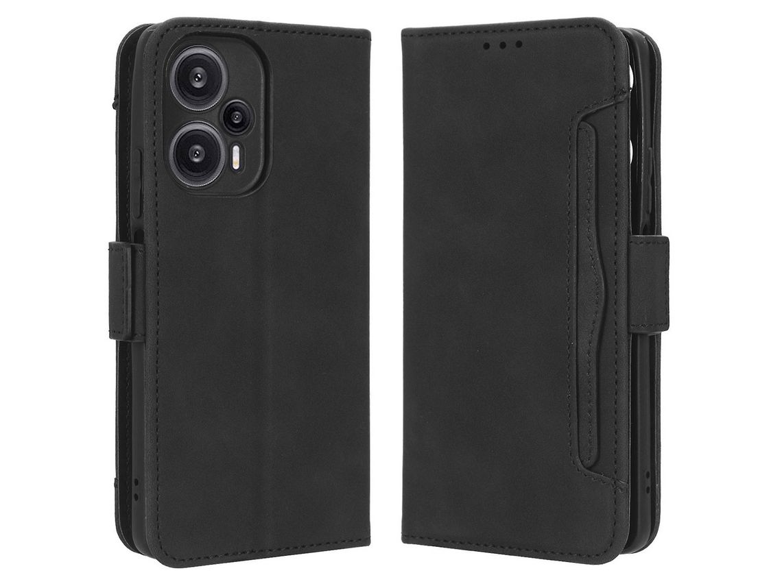 Capa para Xiaomi Redmi Note 12 Turbo Leather Wallet Phone Case Multiple Card Slots Stand Phone CoverBlack