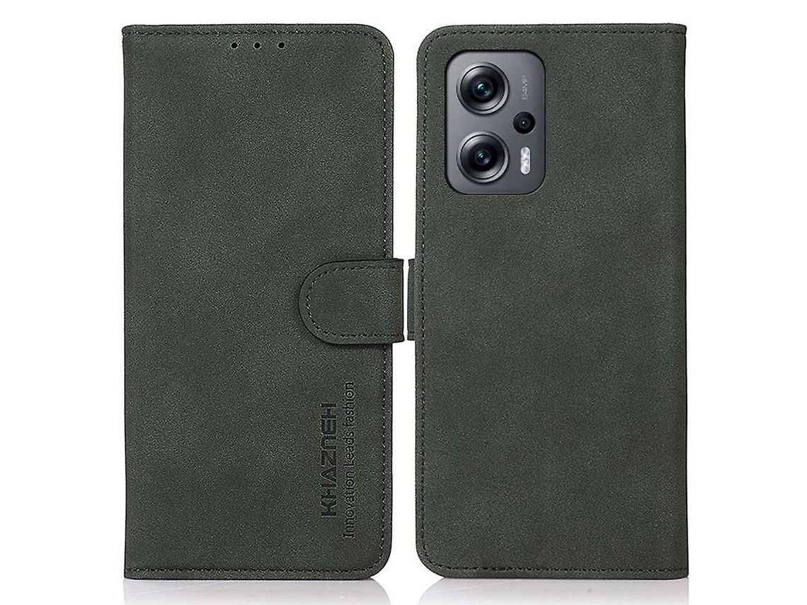 Capa para Xiaomi Redmi Note 12 Turbo Textured Pu Leather Cell Phone Case Wallet Stand CoverGreen