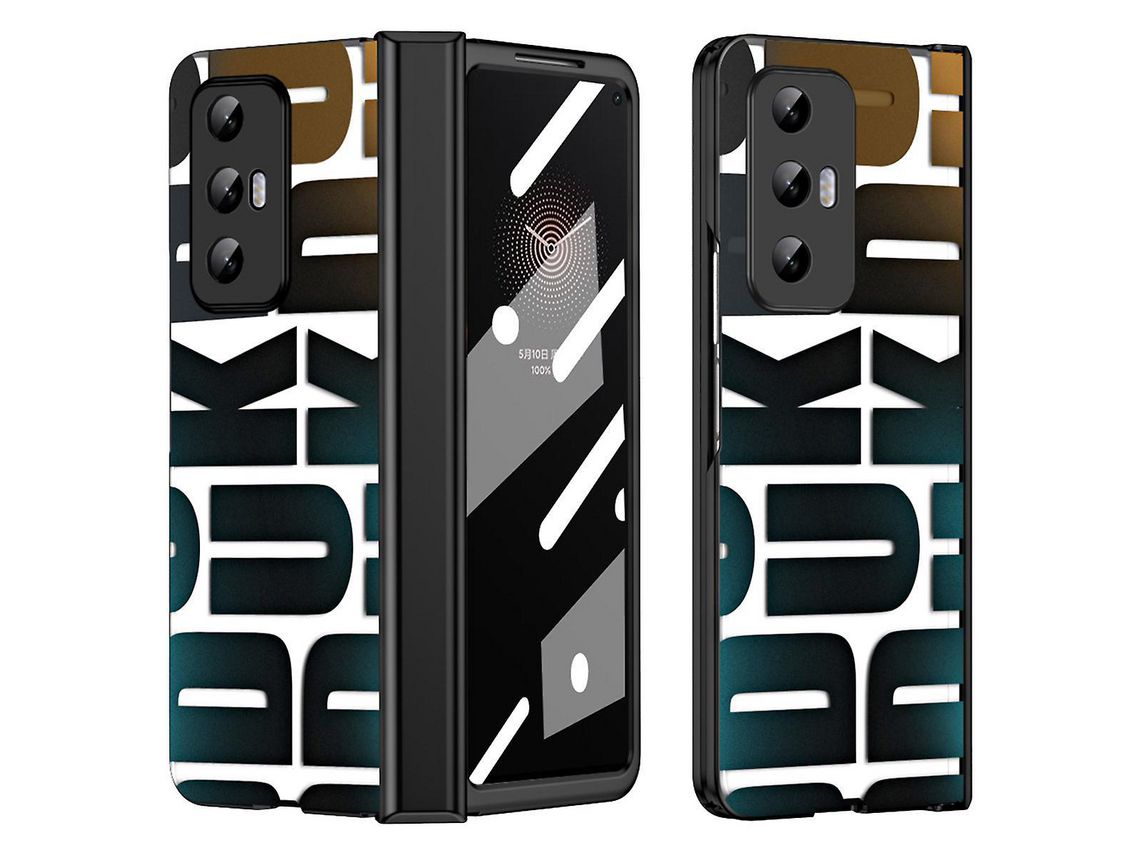 Capa para Xiaomi Mi Mix Fold Electroplating Phone Case Hard Pc Phone Cover With Tempered Glass FilmBlack
