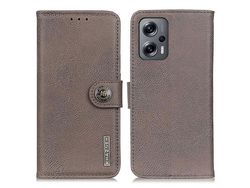 Capa para Xiaomi Redmi Note 12 Turbo Stand Wallet Leather Case Cowhide Texture Phone CoverKhaki