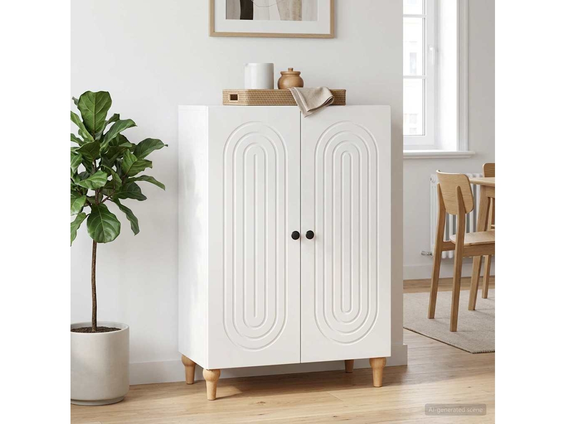 Vidaxl Buffet Branco Brilhante 66 X 34,5 X 90 Cm Derivados De Madeira