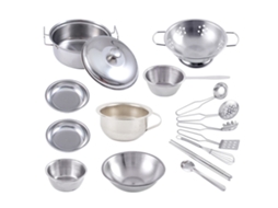 16pcs Conjunto De Brinquedos De Cozinha Infantil Em Aço Inoxidável Para Crianças Presente