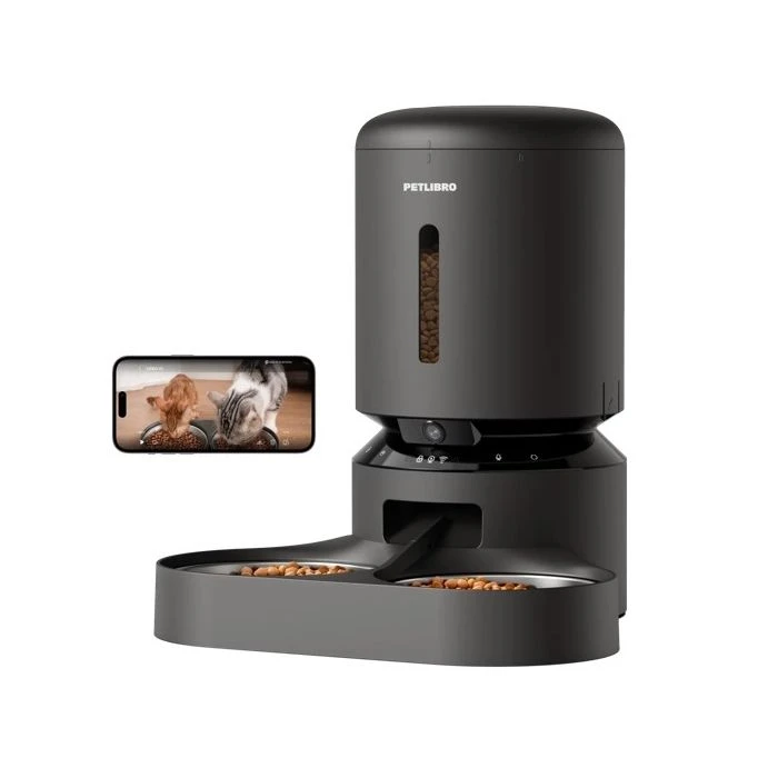 Dispensador de Comida PETLIBRO Granary Dual Feeder com Câmera (Preto - 5 Litros)
