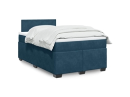 Vidaxl Cama Boxspring Com Colchão 120x200 Cm Veludo Azul-escuro