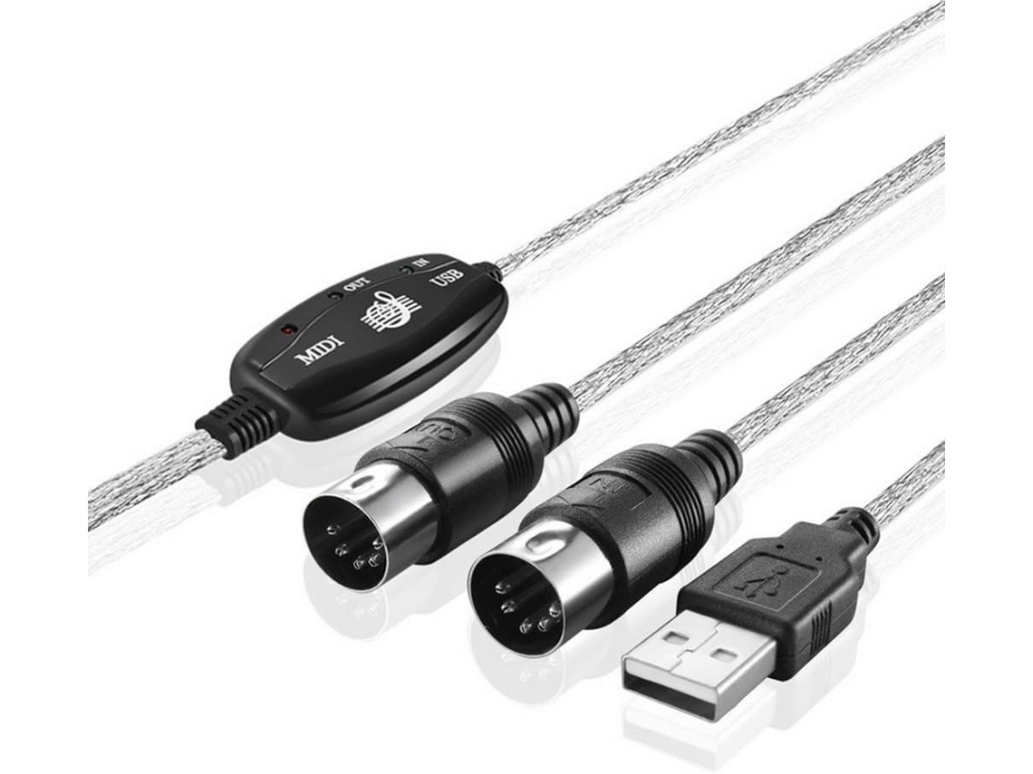 Cabo USB MIDI Lurelia, interface para teclados, pianos e sintetizadores, PC e computador.