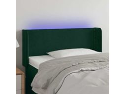 Vidaxl Cabeceira Cama C/ Luzes Led Veludo 83x16x78/88 Cm Verde-escuro