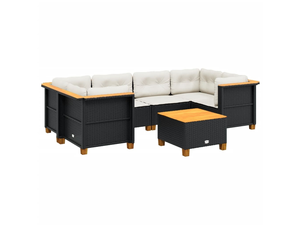Maison Exclusive - 7 Pcs Conjunto De Sofás P/ Jardim C/ Almofadões Vime Pe Preto