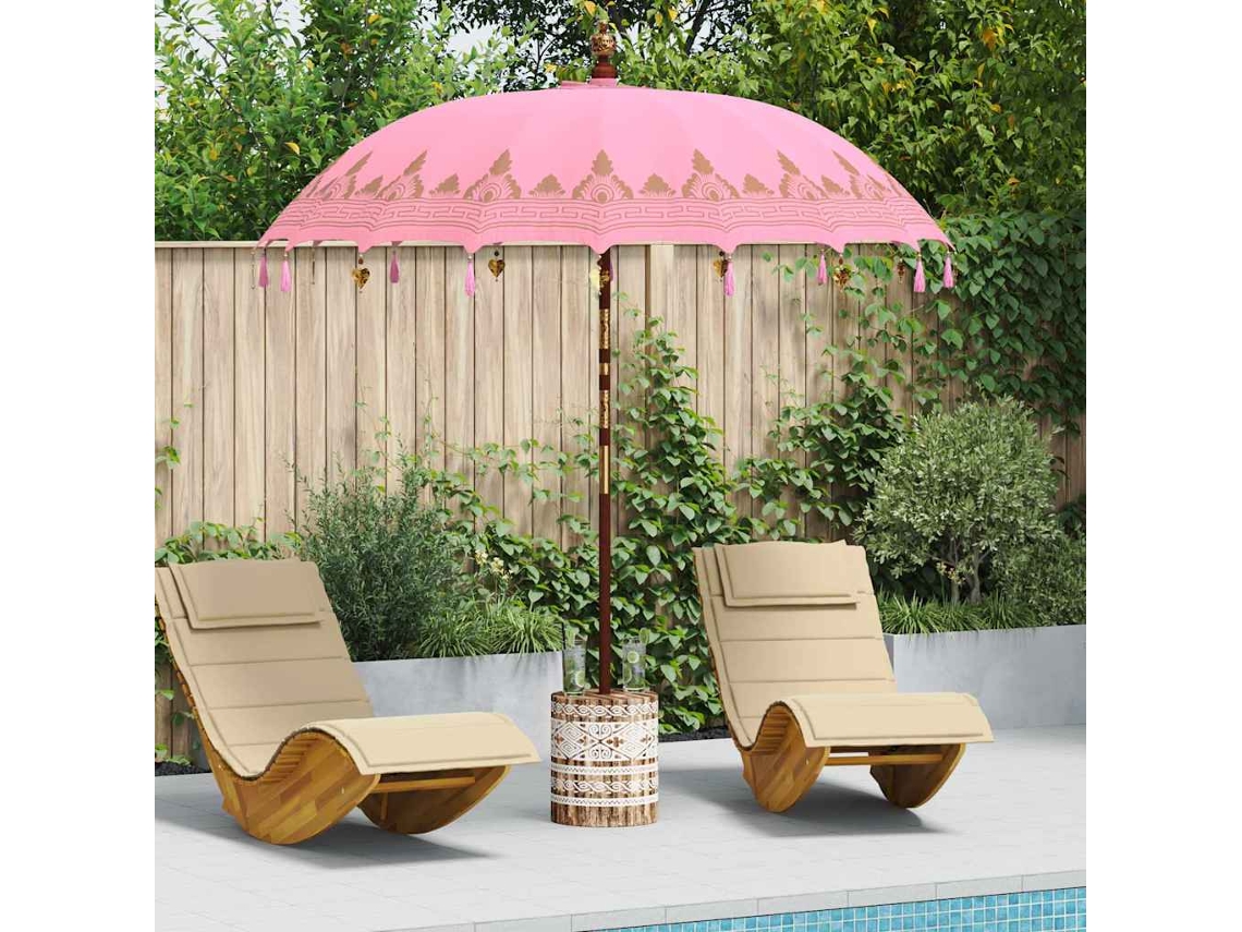 Vidaxl Parasol Balinês Com Base Rosa 215 X 215 X 260 Cm