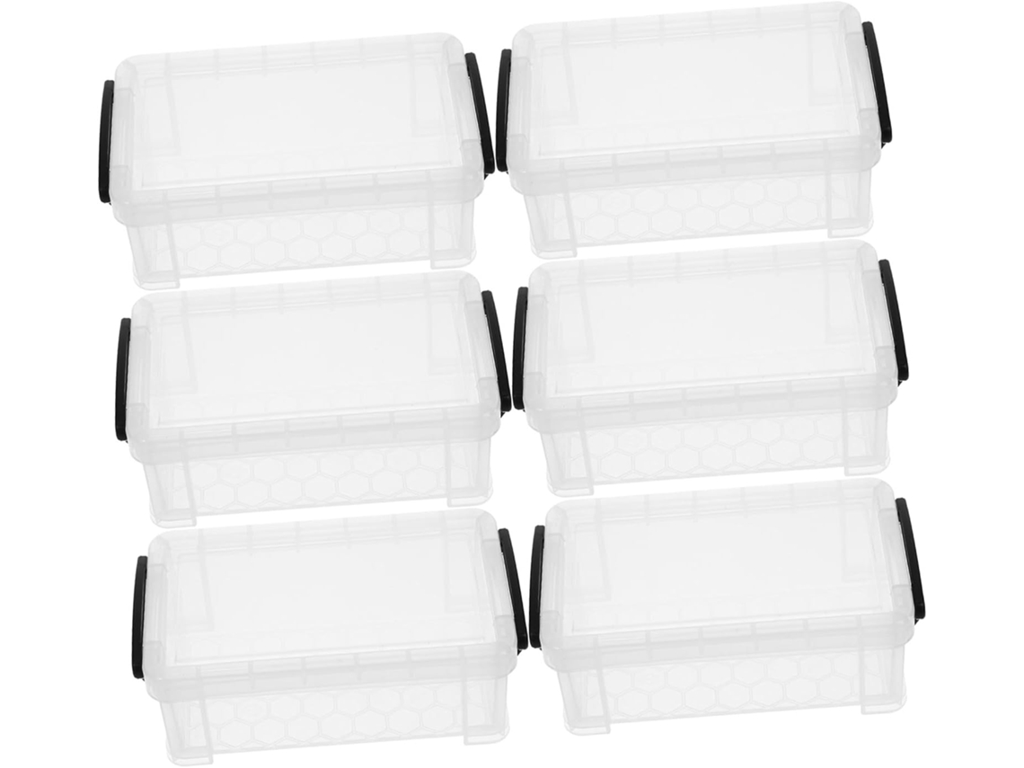 Conjunto Amosfun com 6 Mini Estojos de Plástico Trava para Escritório, Escola e Viagens. 13,80 X 7,70 5,30 Cm