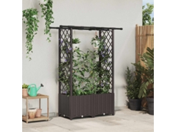 Vidaxl Cama Elevada Com Treliça E Telhado Castanho 124,5 X 40 X 136 Cm