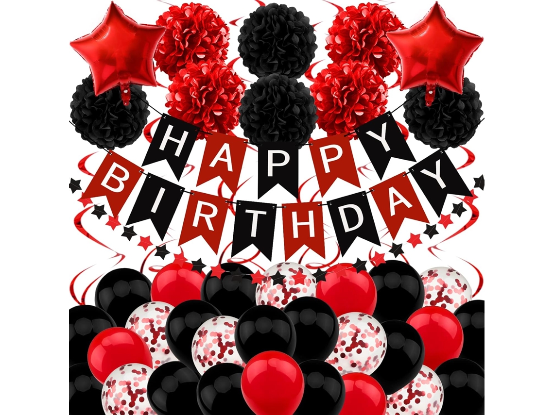 Decorações de aniversário em vermelho vibrante BRILVIBERA