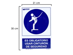 Cartel uso obligatorio cinturon seguridad 30x21 cm.