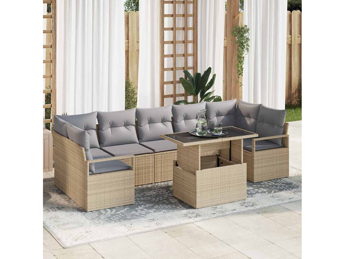 Vidaxl Conjunto De Sofá De Jardim 8 Unid. 7-número De Lugares
